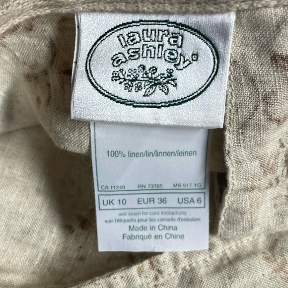 Vintage 90’s Y2k Laura Ashley 100% Linen Floral Skirt Size US 6 - Picture 7 of 7